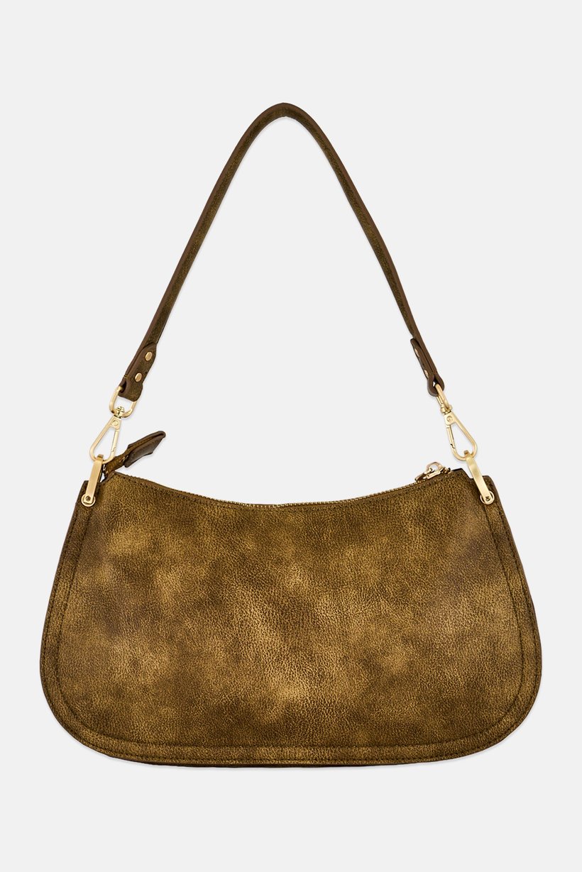 Women Brand Logo Shoulder Bag, Tan