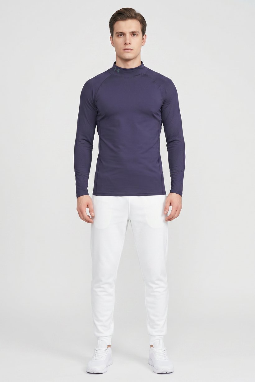 Men Fitted Long Sleeve Training T-Shirt,  Dark Purple