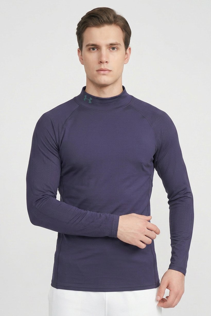 Men Fitted Long Sleeve Training T-Shirt,  Dark Purple