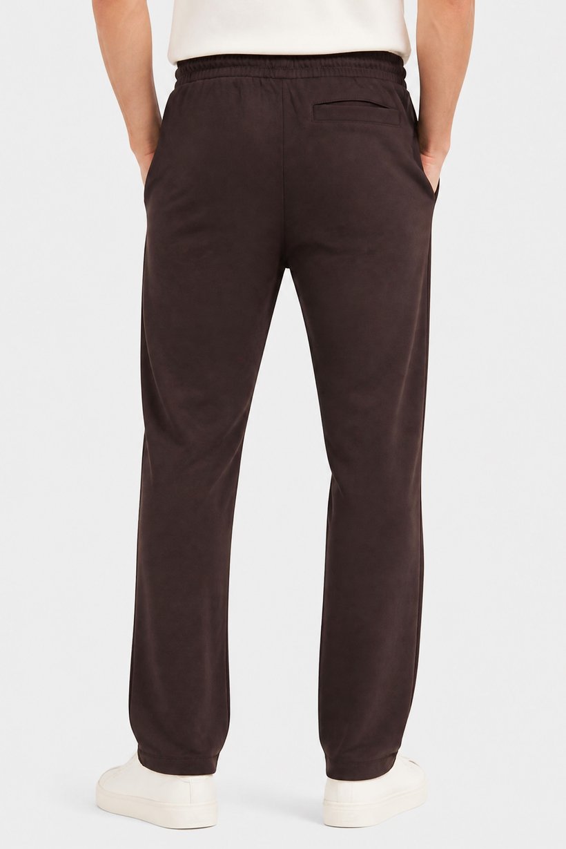 Men Regular Fit Plain Jogger Pants, Dark Brown