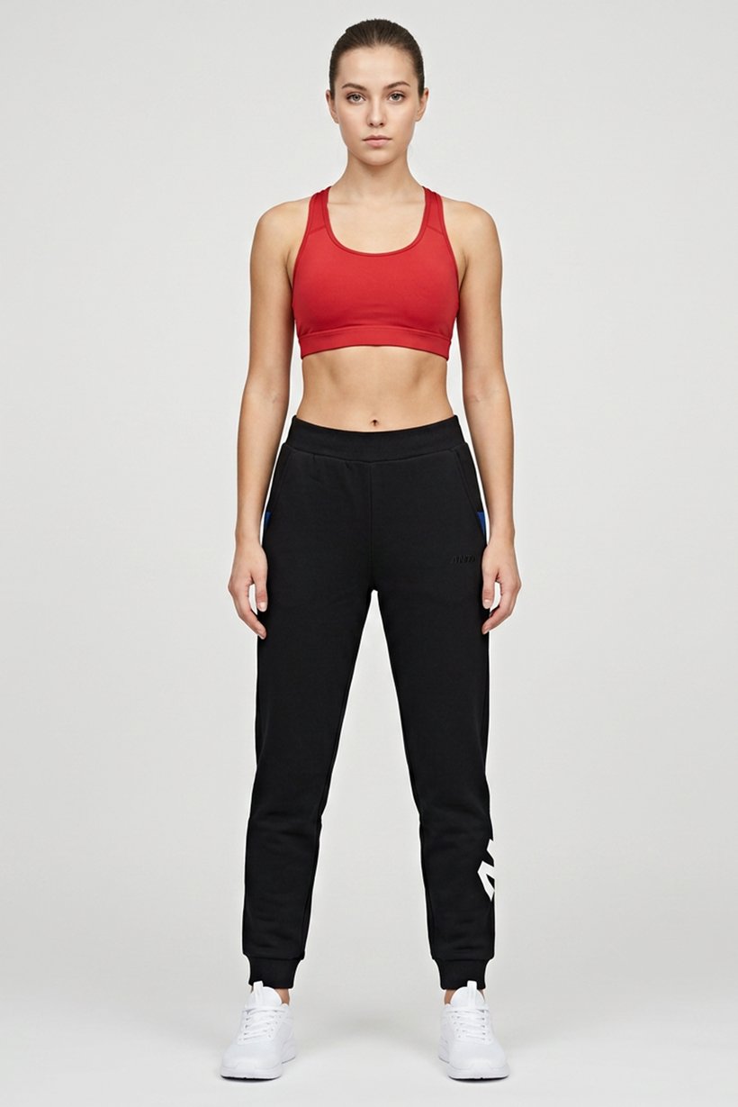 Women Sportswear Fit Drawstring Training Track Pants, Black
