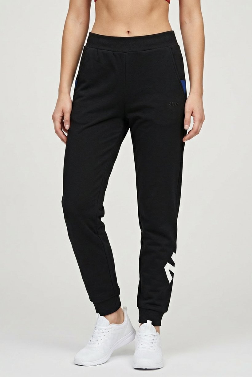 Women Sportswear Fit Drawstring Training Track Pants, Black