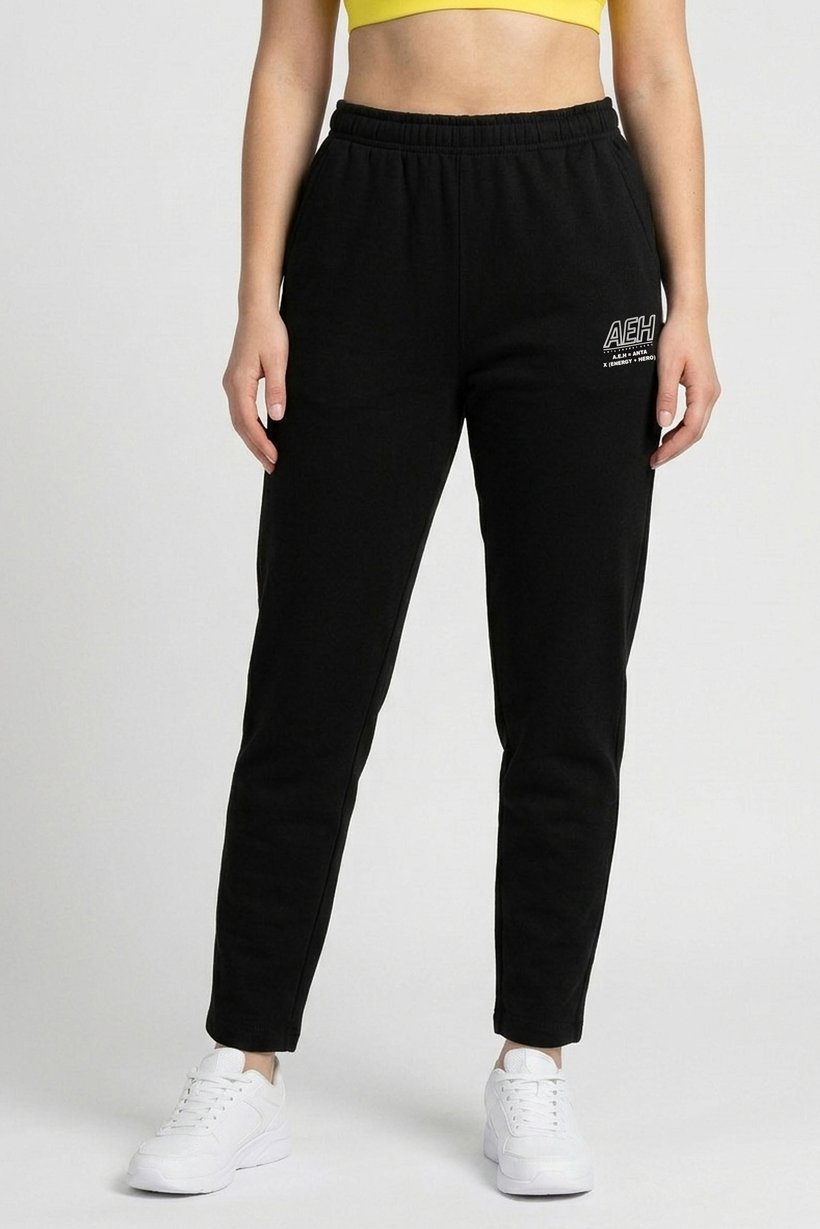 Women Regular Fit Running Sweatpants, Black