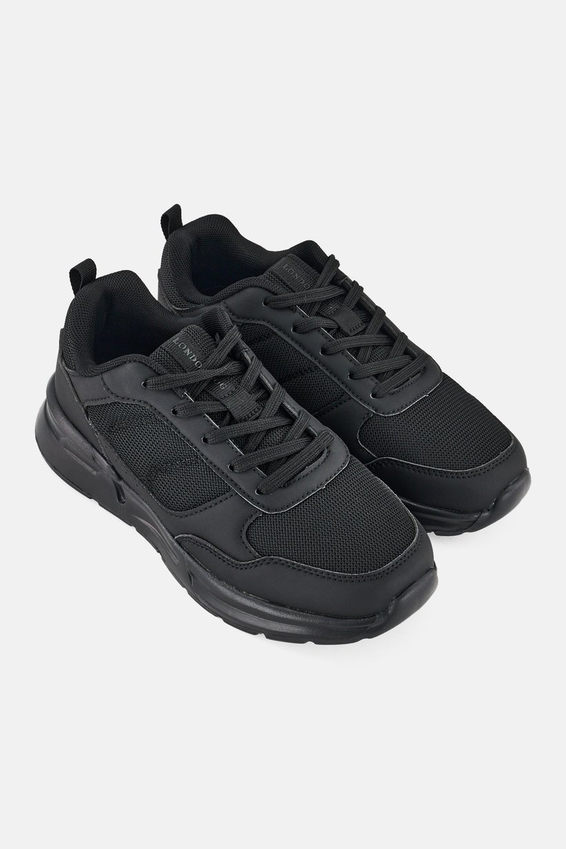 Women Lace Up Sneakers, Black