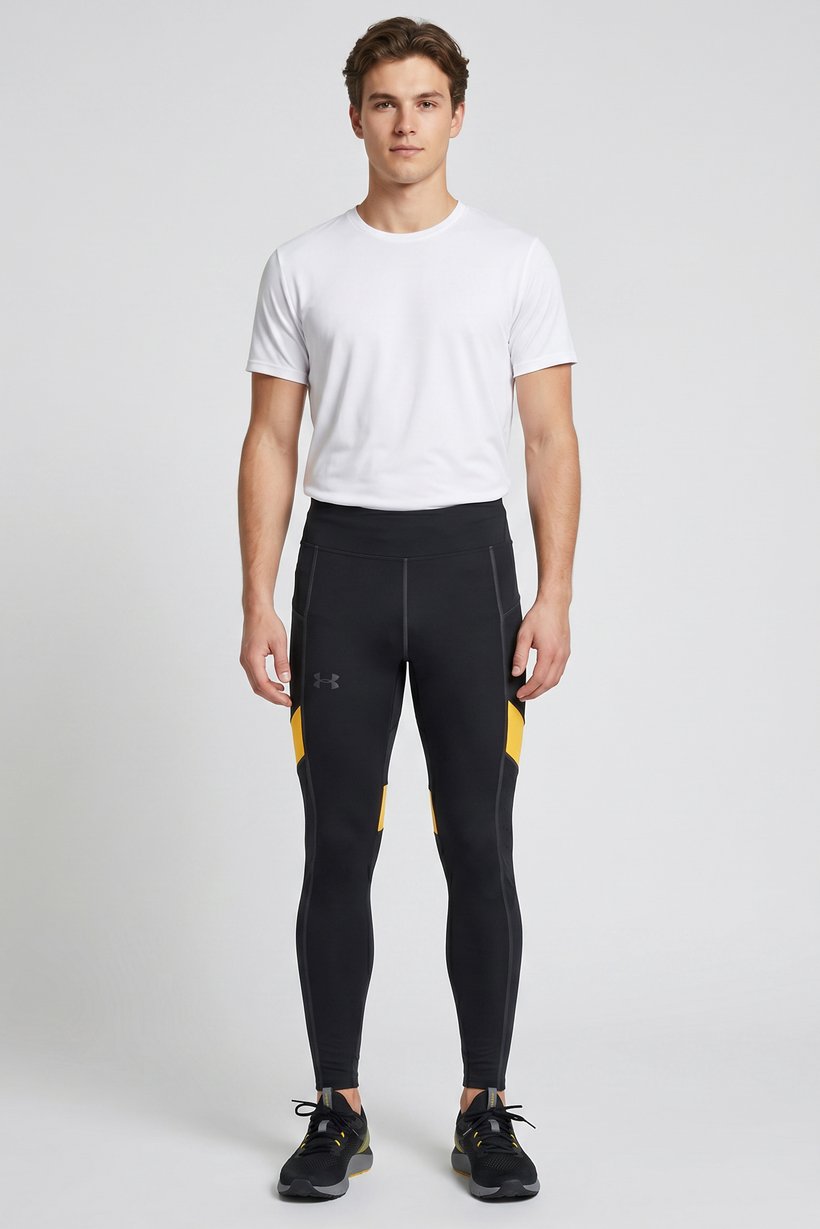 Men Sportswear Fit Pull On Training Leggings, Black