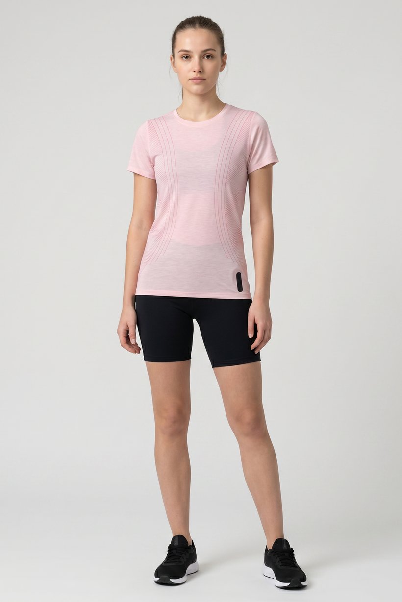 Women Fitted Short Sleeve Running T-Shirt, Pink