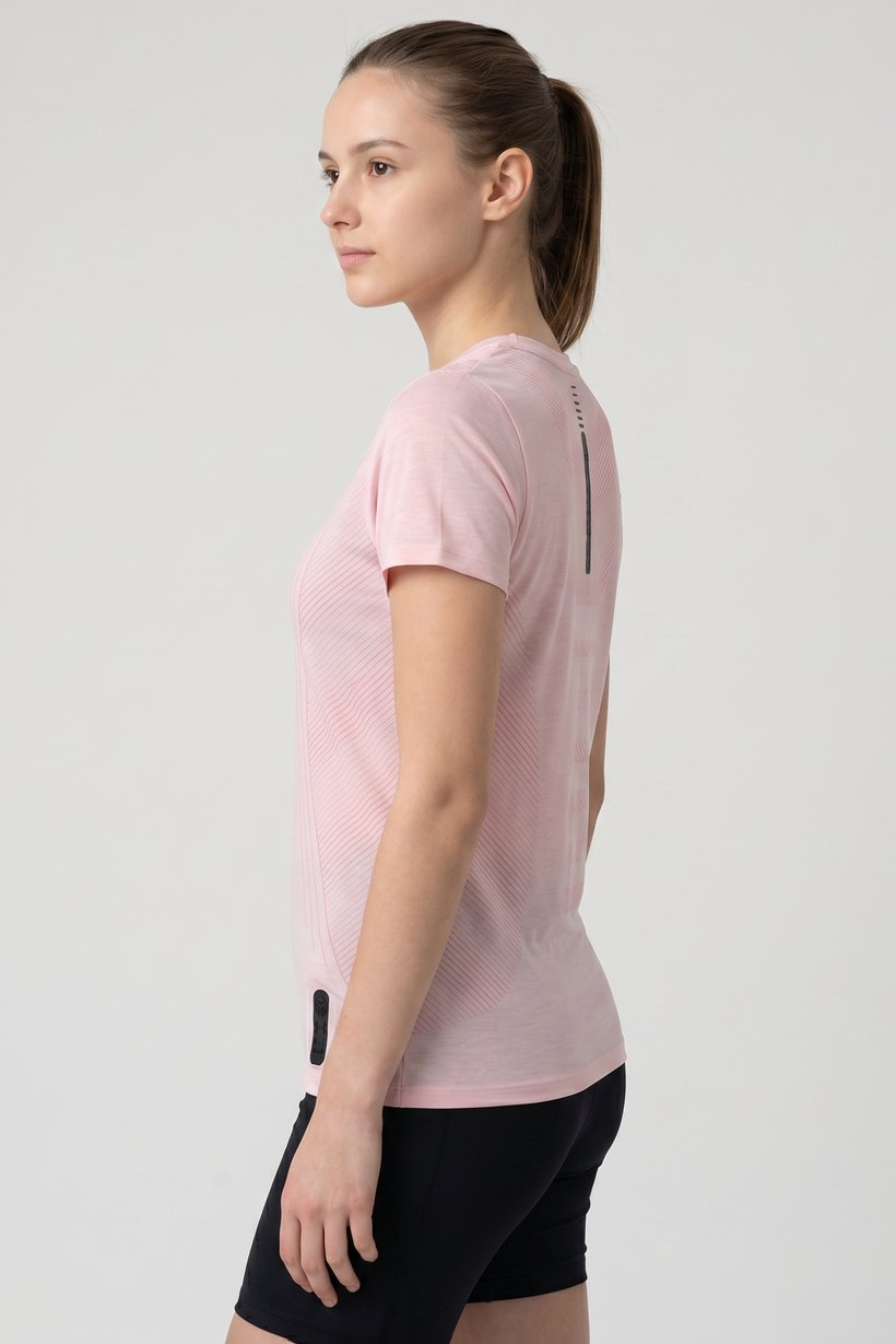 Women Fitted Short Sleeve Running T-Shirt, Pink