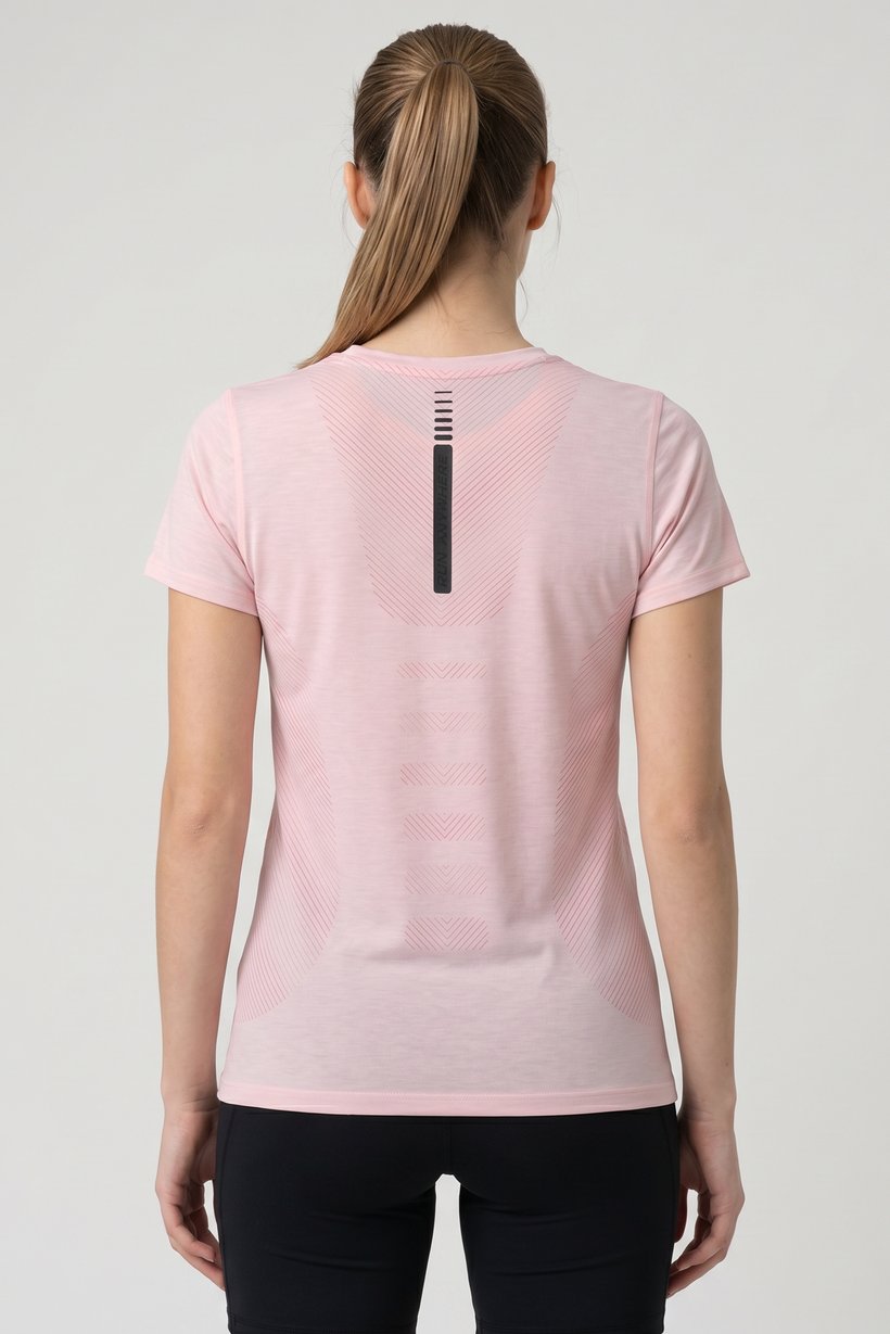 Women Fitted Short Sleeve Running T-Shirt, Pink