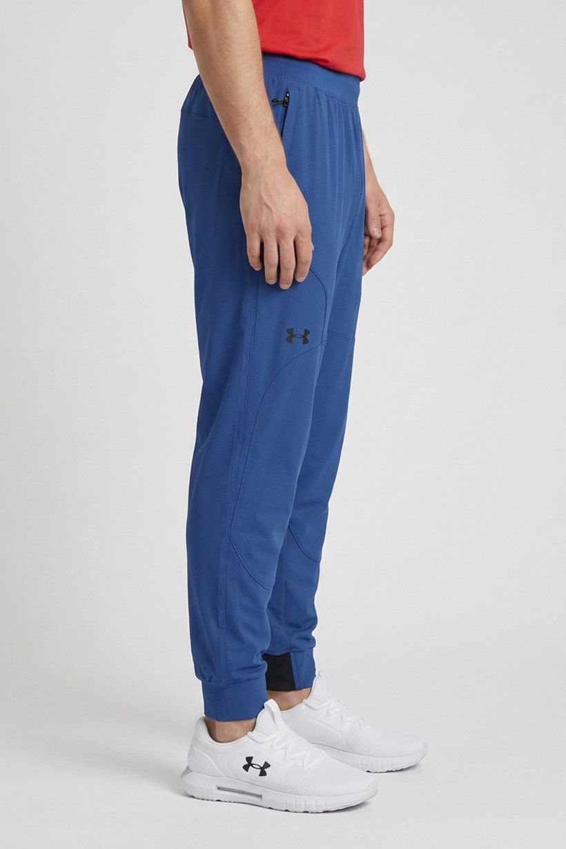 Men Fitted Brand Logo Training Track Pants, Teal Blue