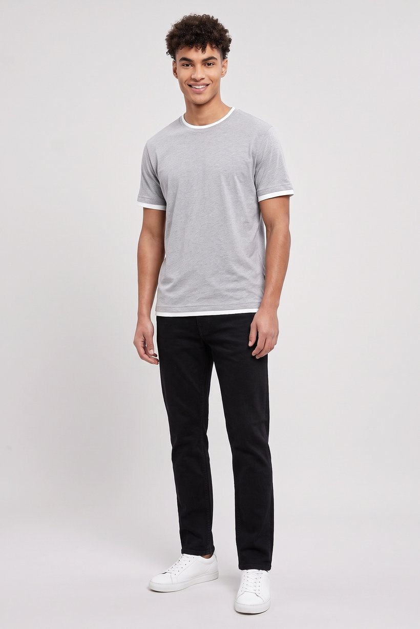 Men Crew Neck Short Sleeve Plain T-Shirt, Heather Grey