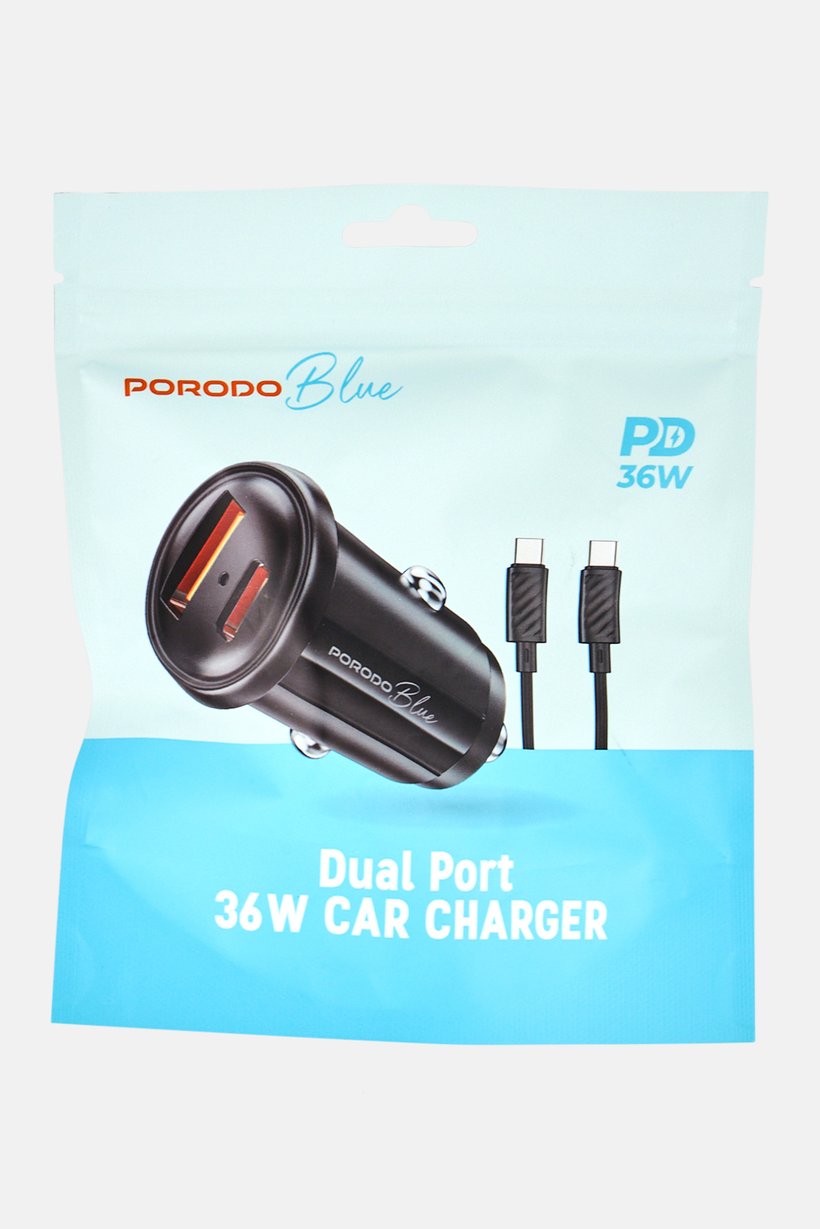 Dual Port 36W Car Charger, Black