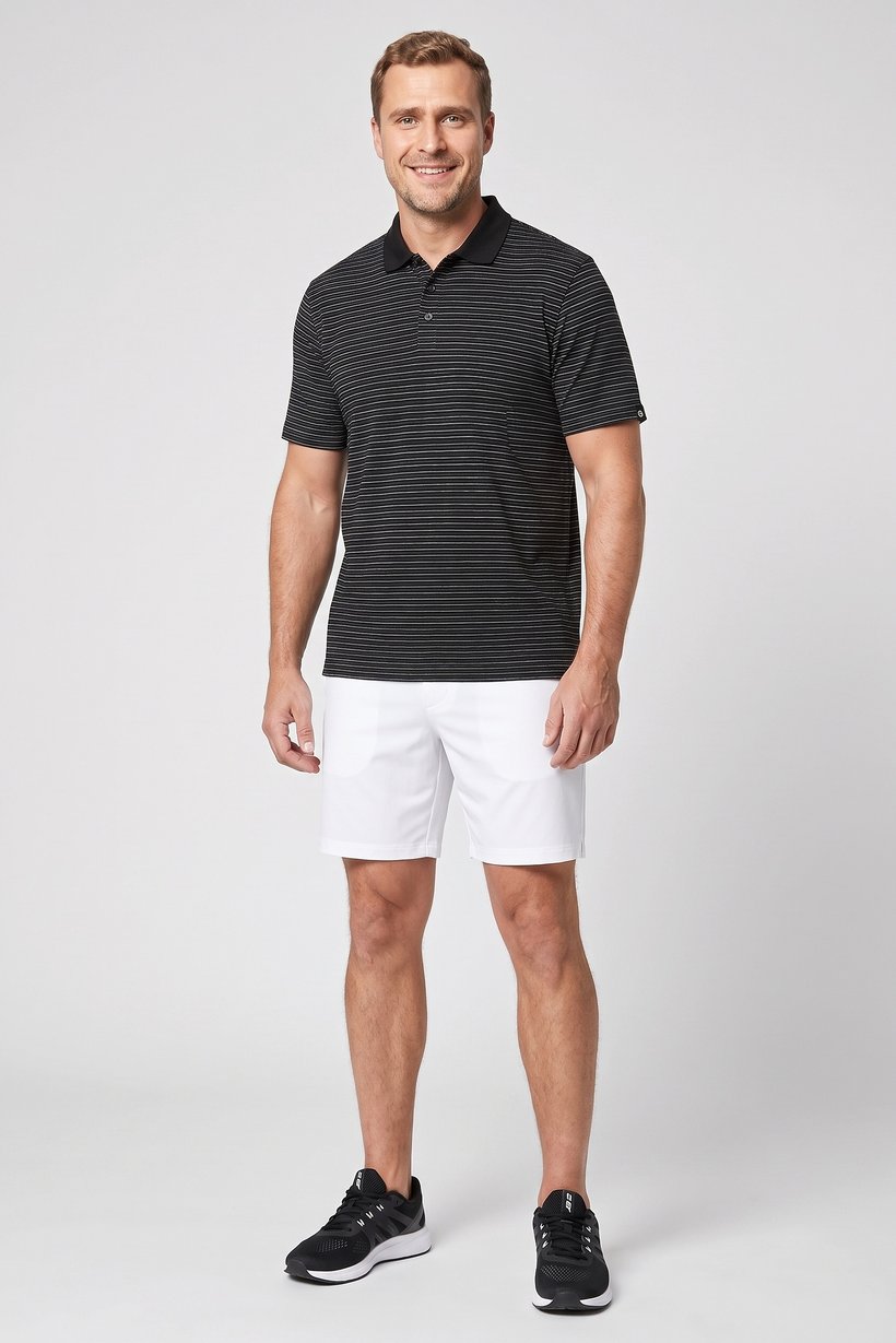 Men Regular Fit Short Sleeve Training Polo Shirt, Black