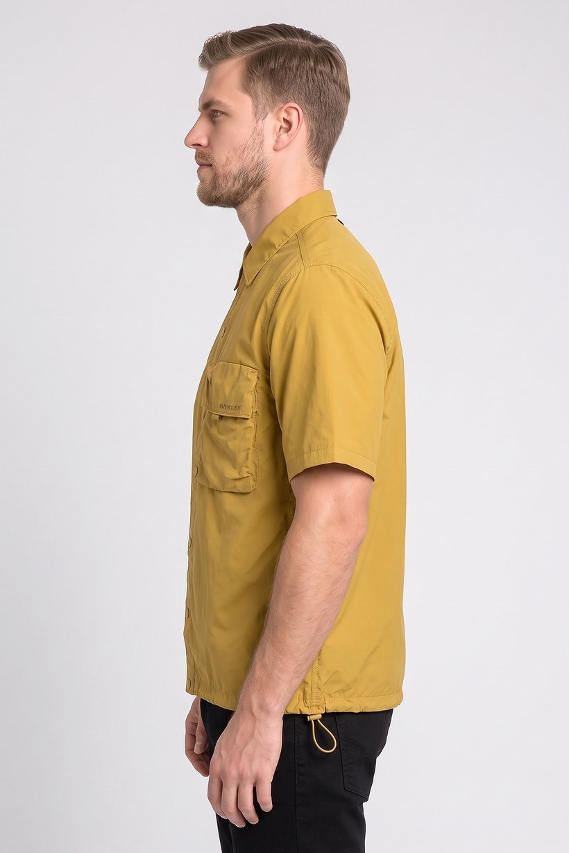 Men Boxy Fit Short Sleeve Outdoor Jackets Shirt, Light Olive