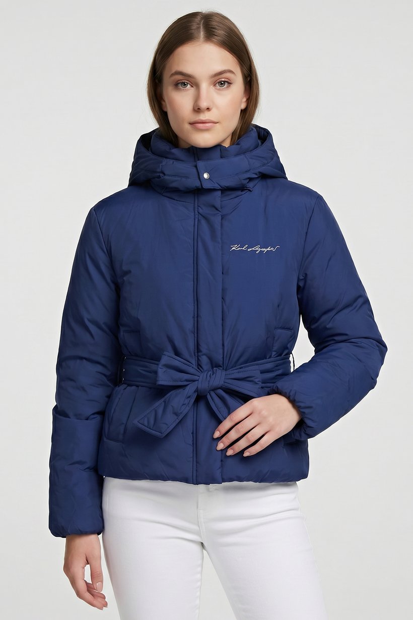 Women Brand Logo Puffer Jacket, Blue