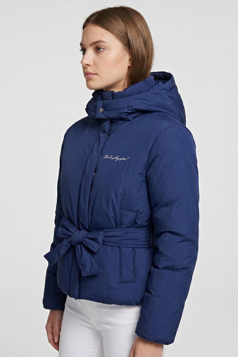 Women Brand Logo Puffer Jacket, Blue