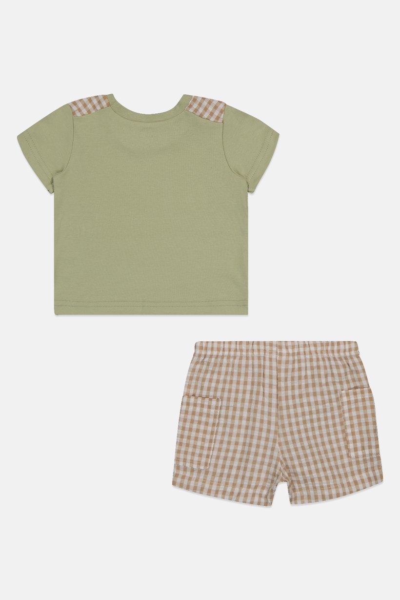 Toddlers Boy 2 Pcs Checkered T-Shirt And Shorts Set, Multicolor