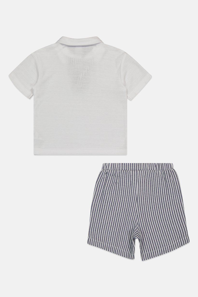Toddlers Boy 2 Pcs Stripe Polo Shirt And Shorts Set, Multicolor