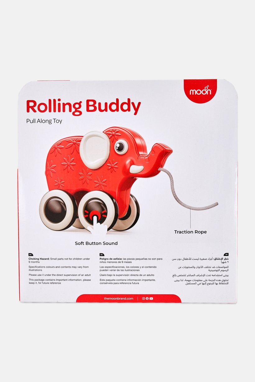 Animal Rolling Buddy Pull Toy Rhino, Assorted
