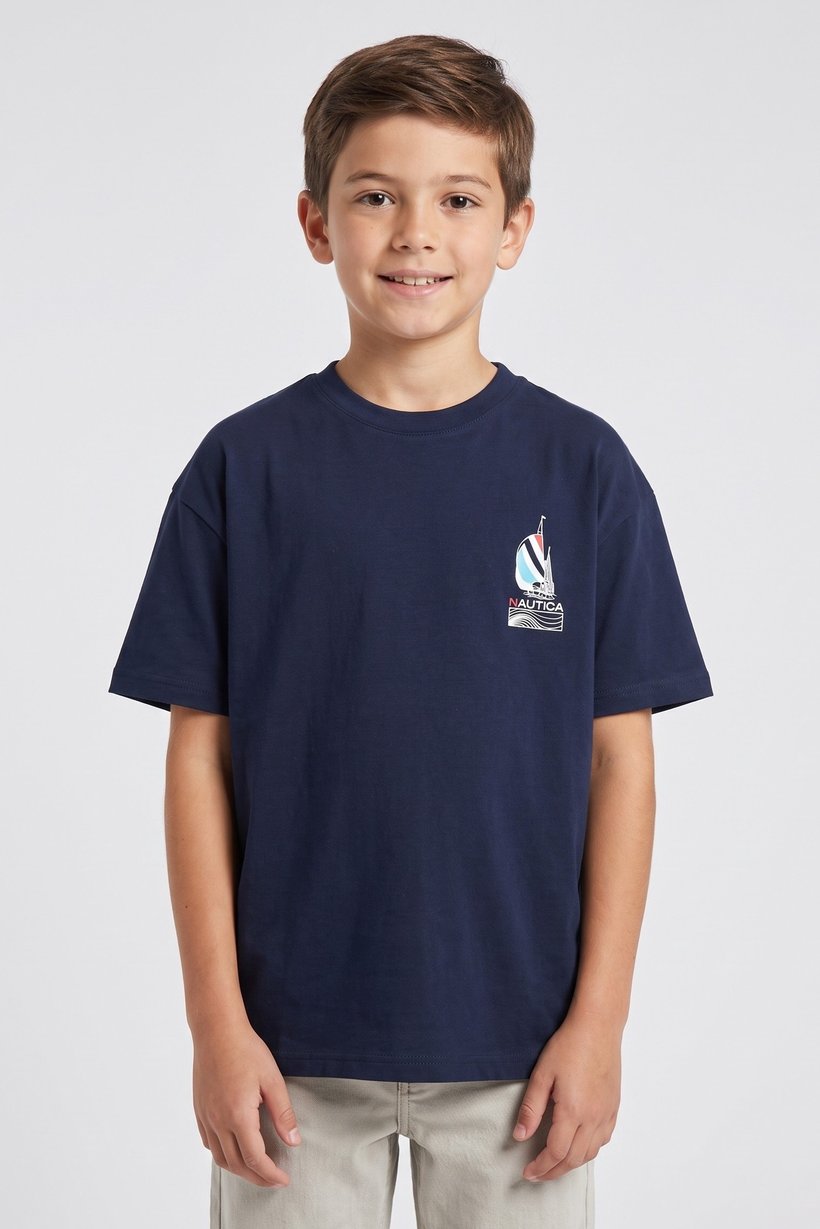 Kids Boy Crew Neck Short Sleeve Graphic Print T-Shirt, Navy