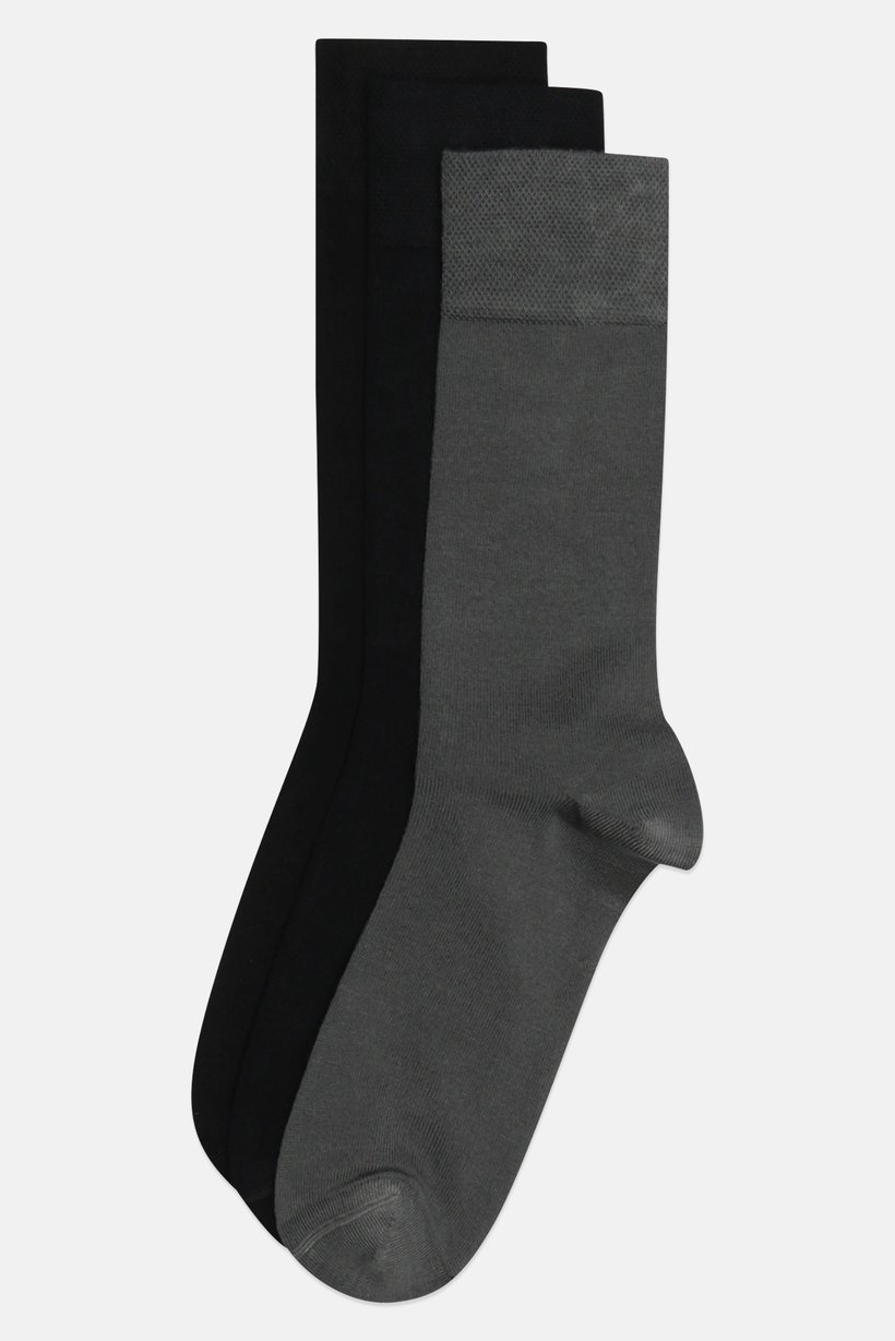 Men 3 Pairs Plain Crew Socks, Multicolor