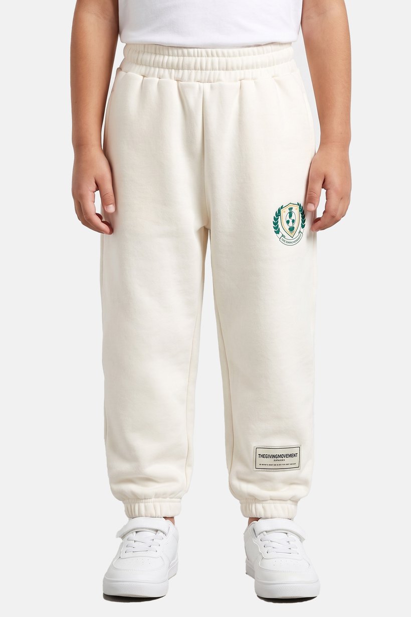 Kids Boy Brand Logo Jogger Pants, Off White