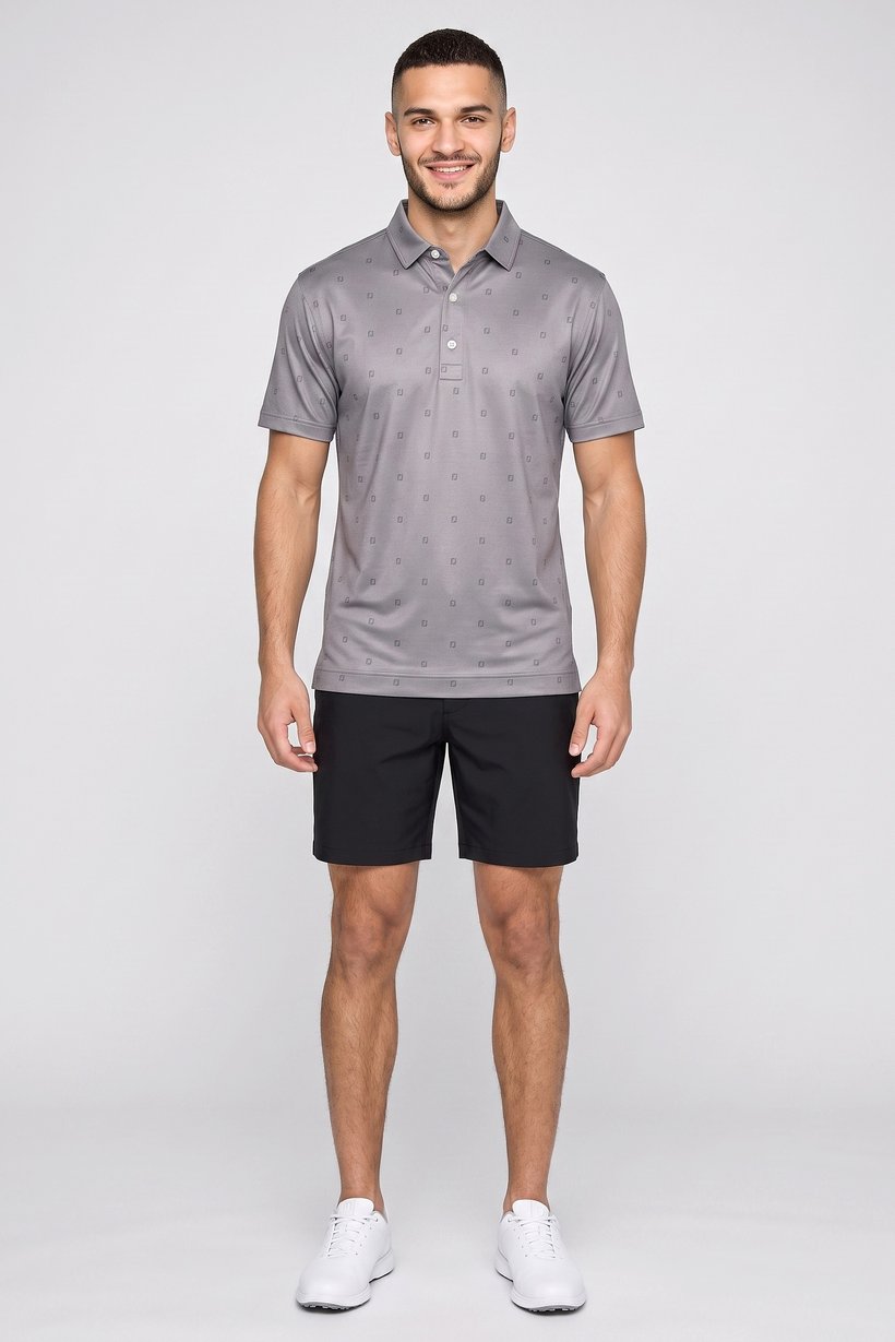 Men Athletic Fit Short Sleeve Golf Polo Shirt, Grey