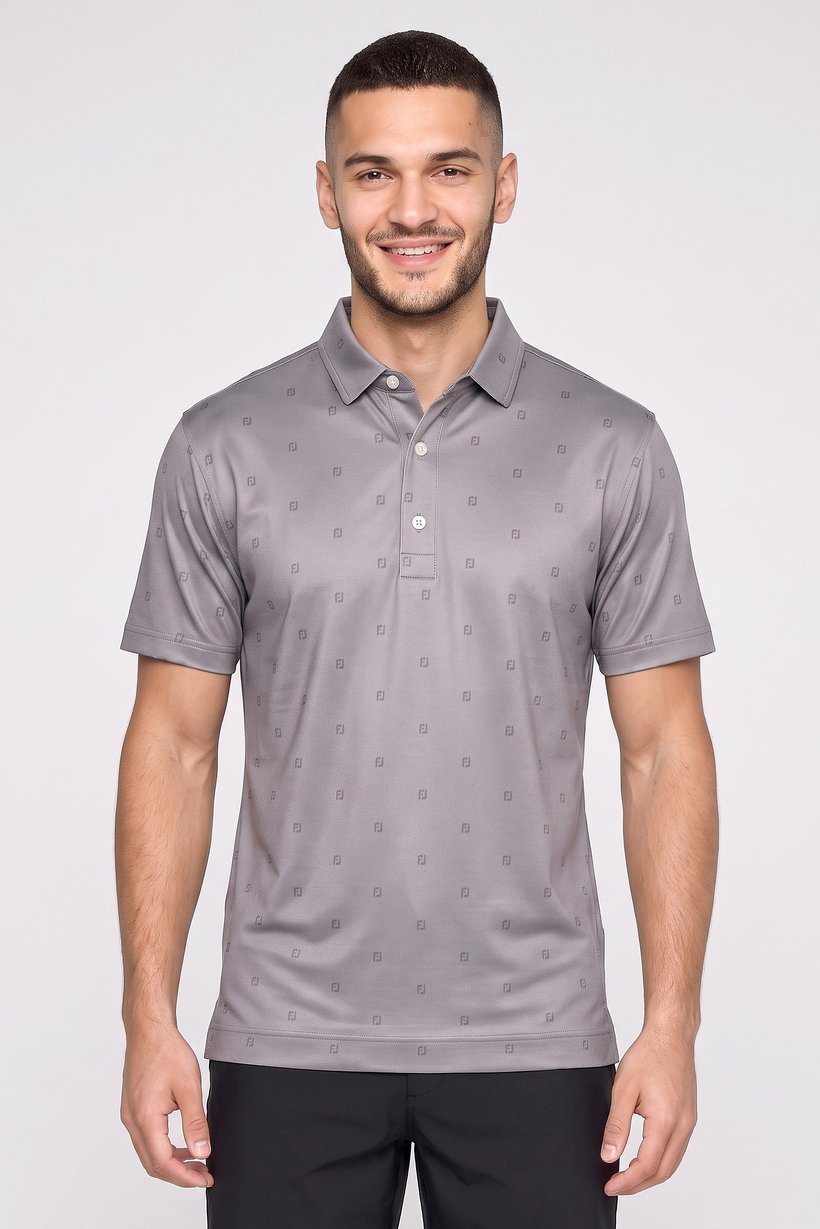 Men Athletic Fit Short Sleeve Golf Polo Shirt, Grey