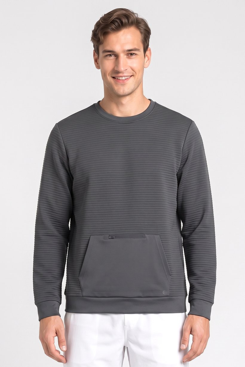 Men Sportswear Fit Long Sleeve Outdoor Sweatshirt, Dark Sage Green