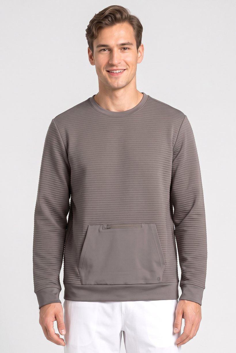 Men Sportswear Fit Long Sleeve Outdoor Sweatshirt, Dark Grey