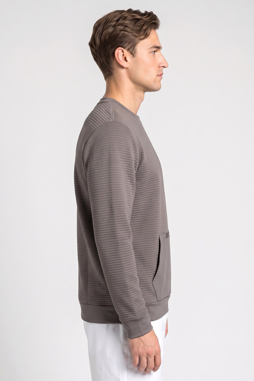 Men Sportswear Fit Long Sleeve Outdoor Sweatshirt, Dark Grey