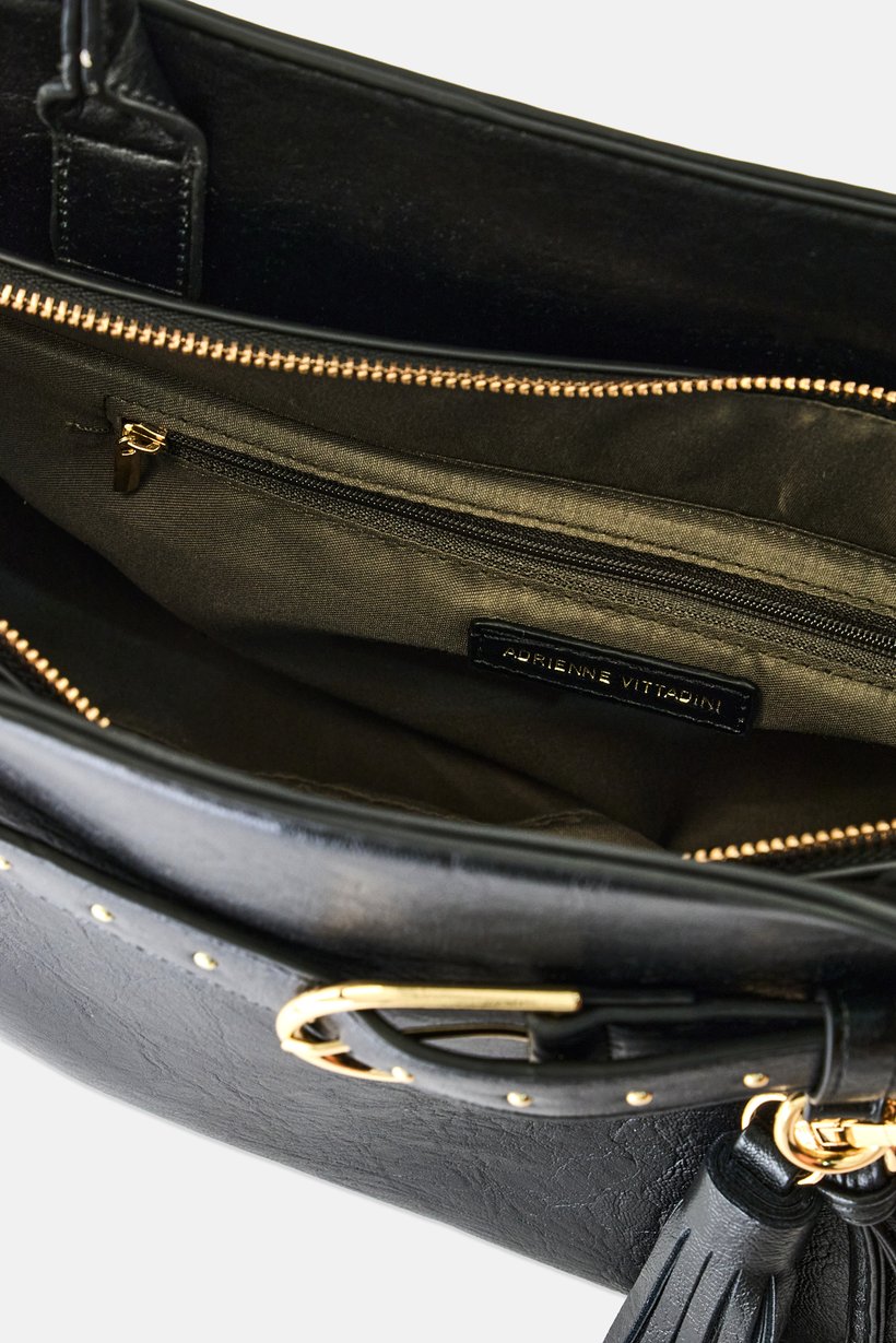 Women Brand Logo Shoulder Bag, Black