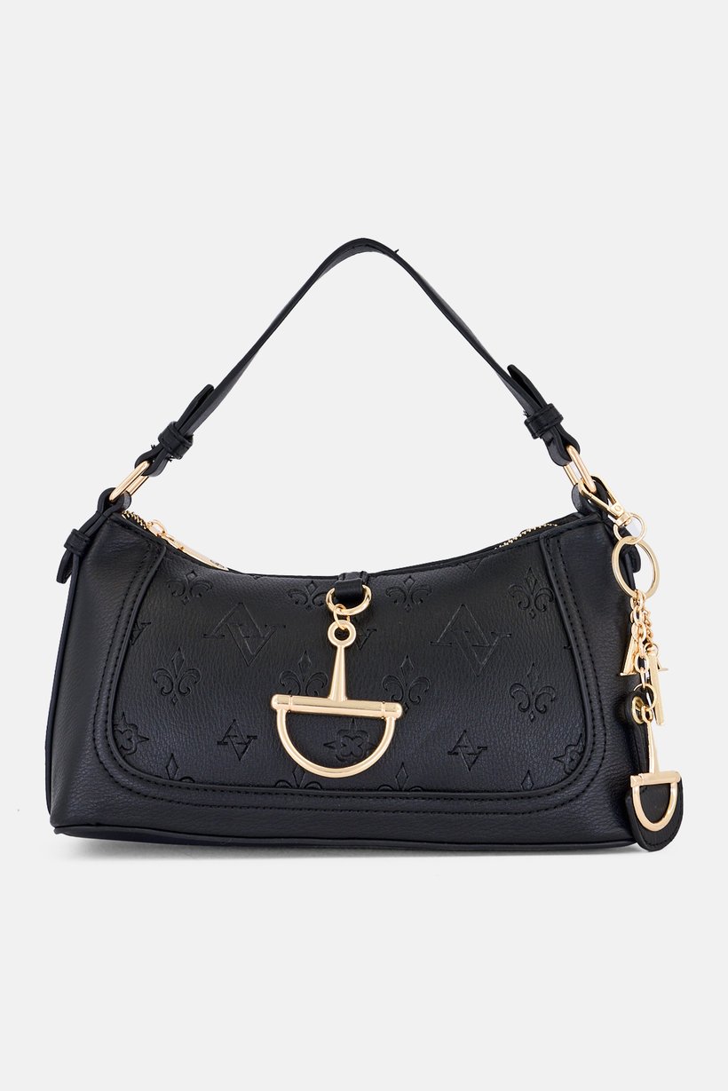 Women Monogram Zip-Top Mini Shoulder Bag, Black