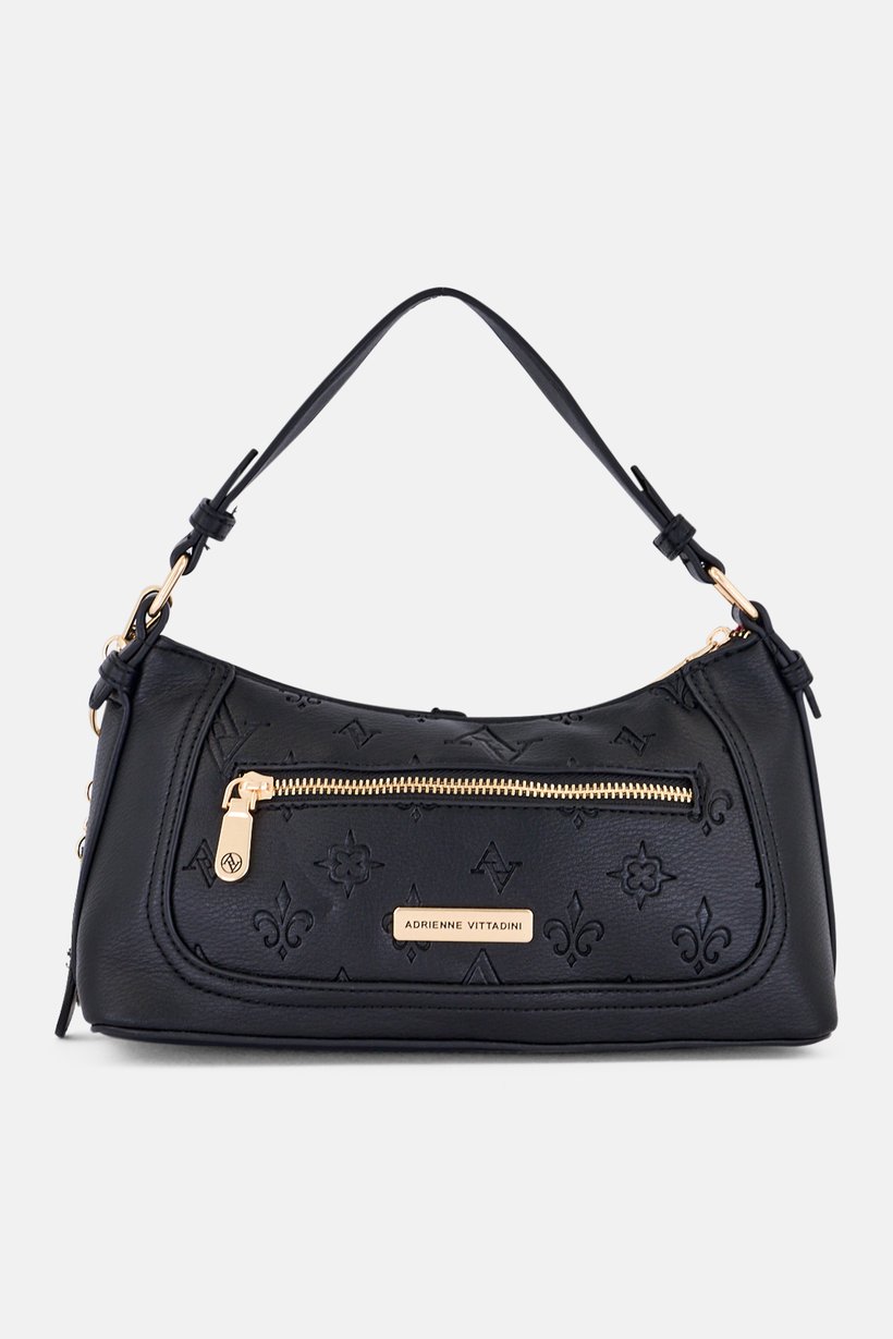 Women Monogram Zip-Top Mini Shoulder Bag, Black