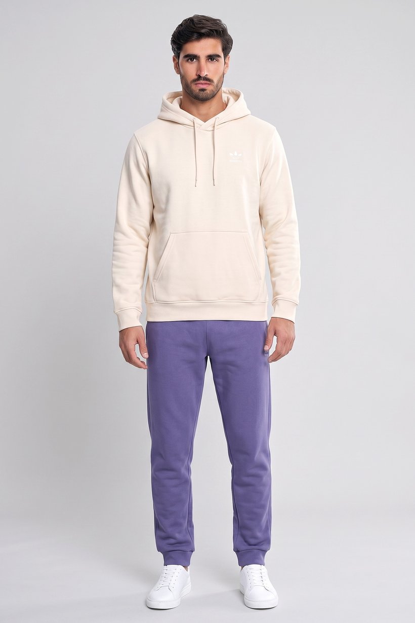 Men Sportswear Fit Long Sleeve Outdoor Hoodie, Cream