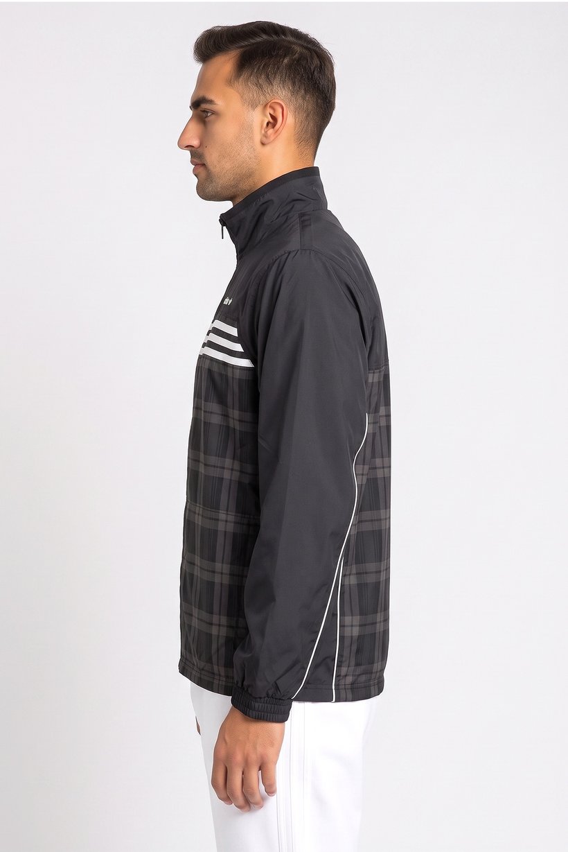 Men Loose Fit Long Sleeve Training Track Jacket, Black