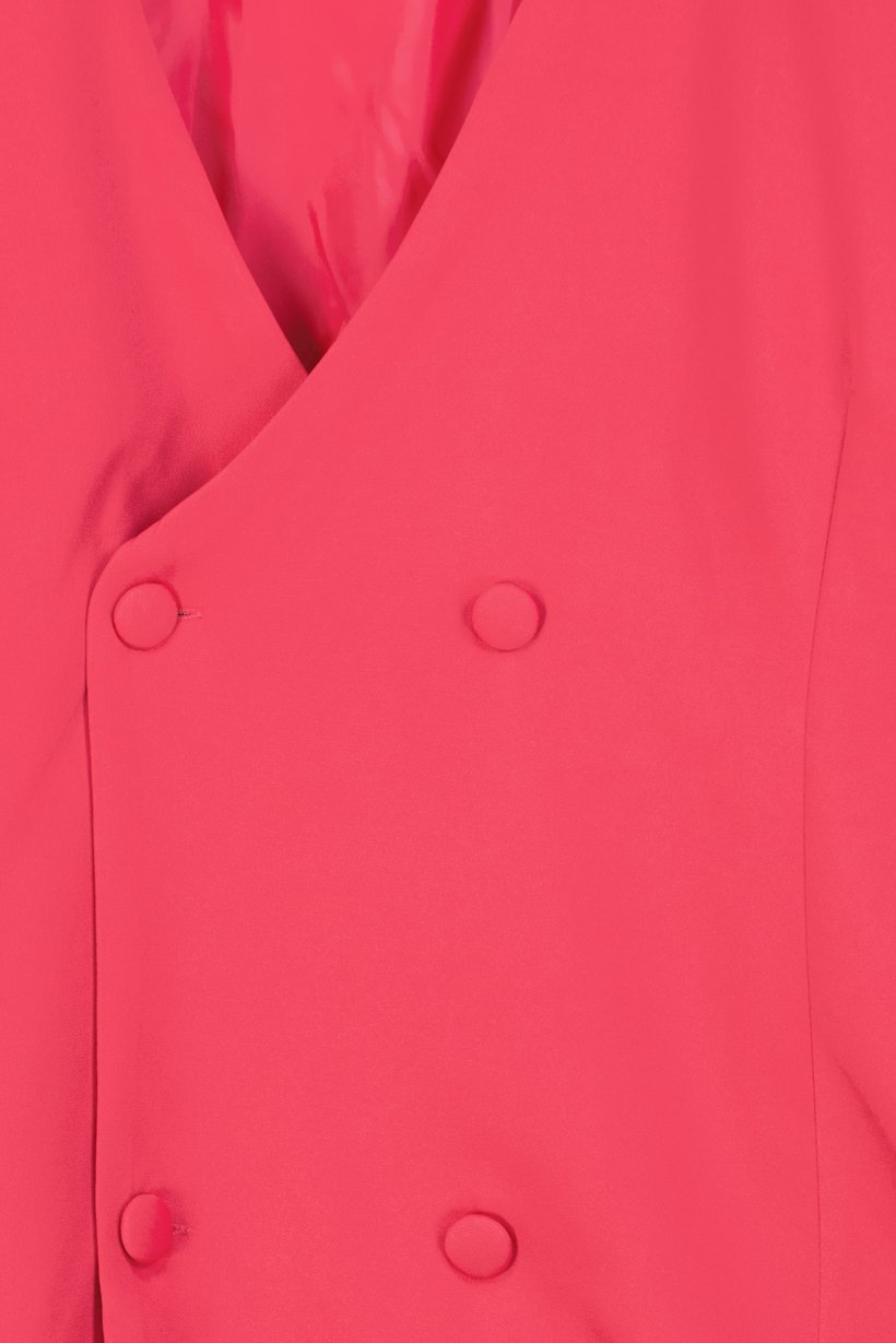 Women Plus Size Solid Plunge Blazer Dress, Fuchsia Pink