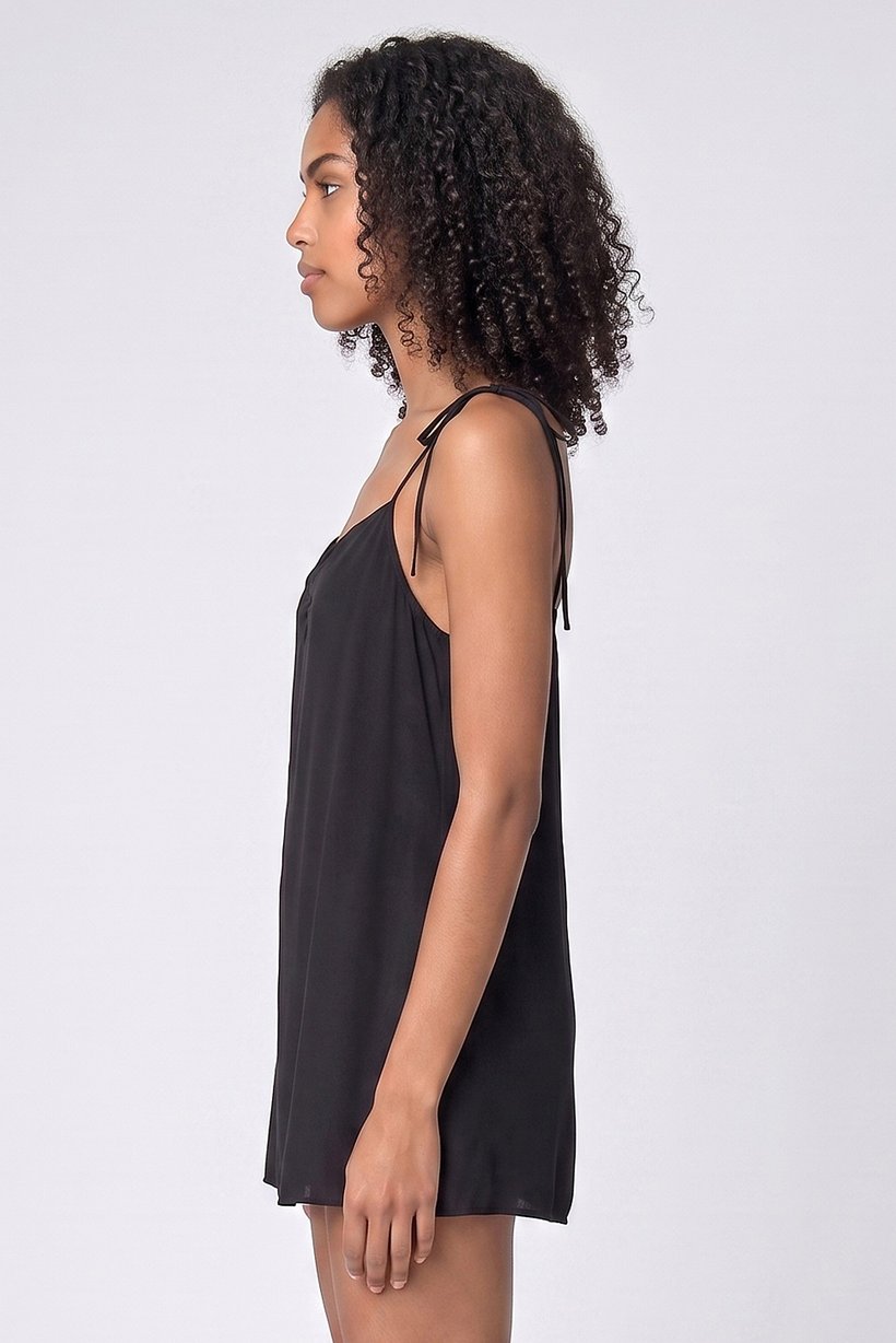 Women Solid Mini Dress, Black