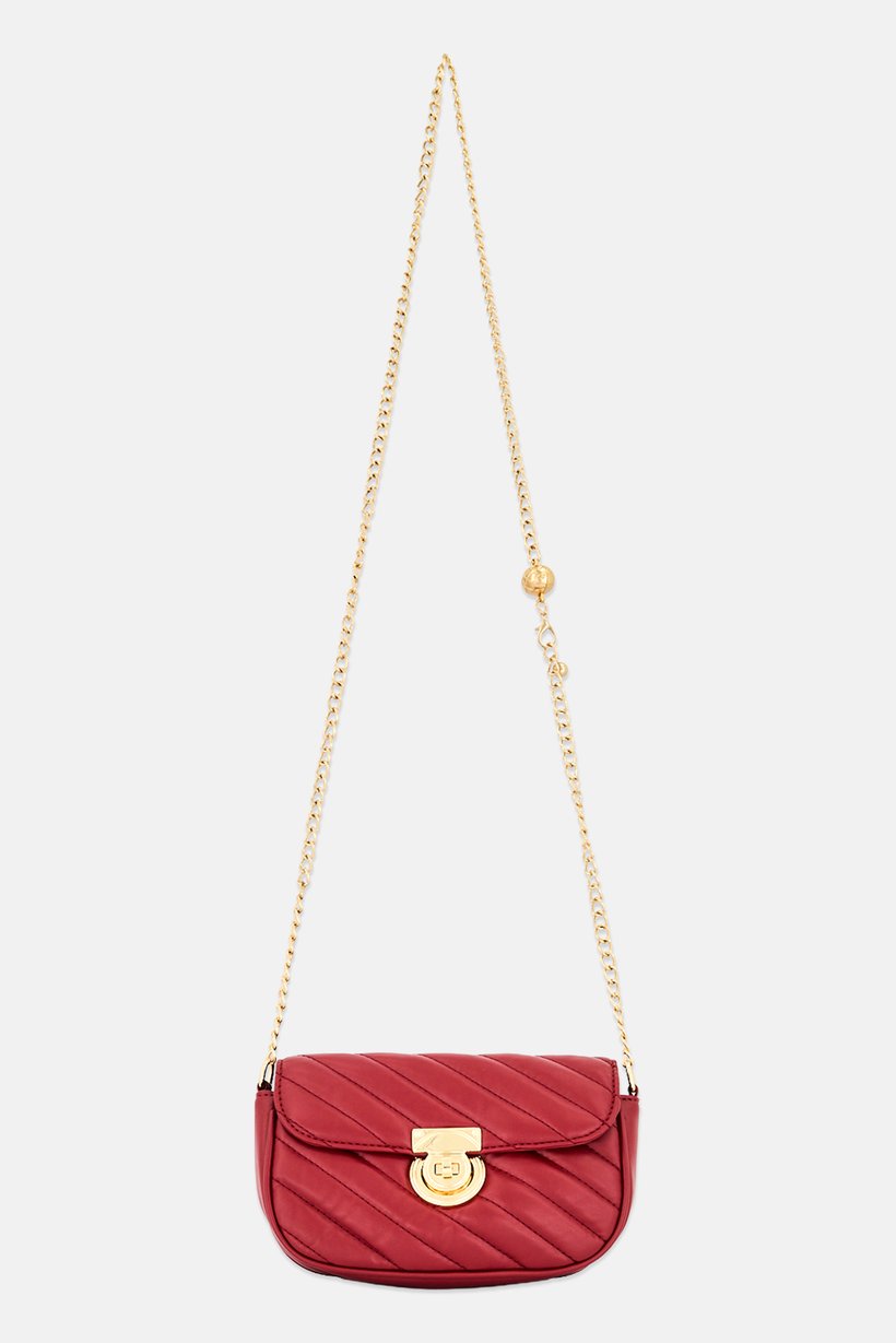 Women Quilted Cross Body Bag, Maroon