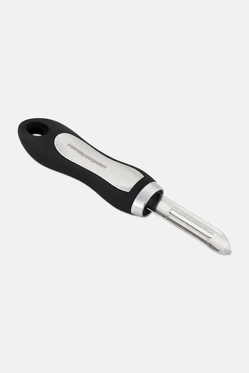 Soft Touch Handle Stainless Steel Peeler, Black