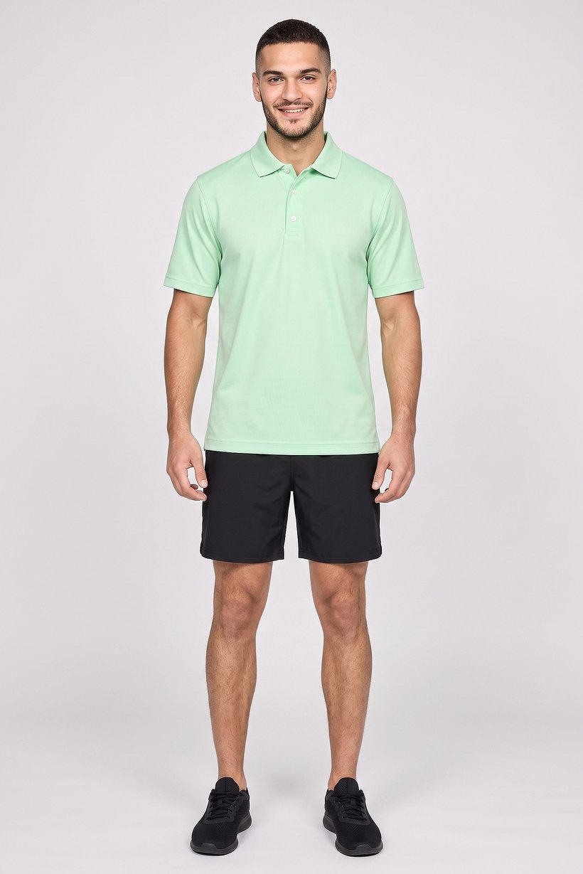 Men Sportswear Fit Short Sleeve Golf Polo Shirt, Mint Green
