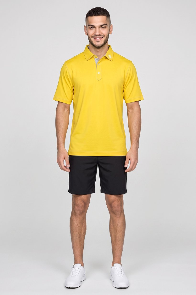 Men Sportswear Fit Short Sleeve Golf Polo Shirt, Yellow
