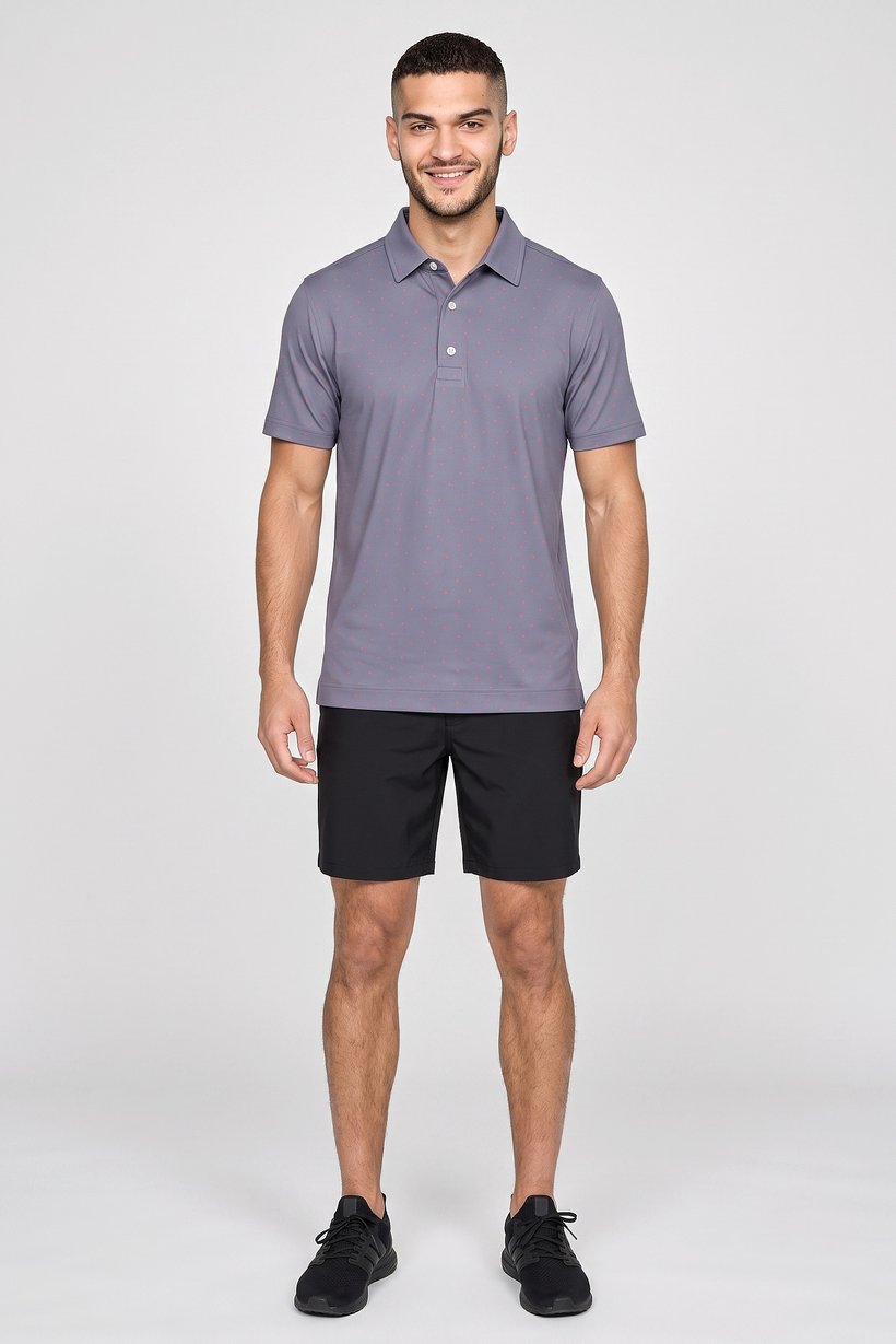Men Athletic Fit Short Sleeve Golf Polo Shirt, Slate Grey