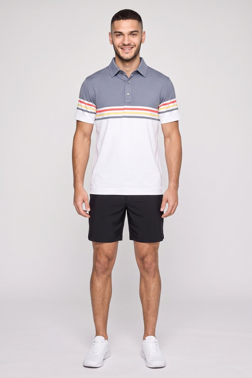 Men Athletic Fit Short Sleeve Golf Polo Shirt, Multicolor