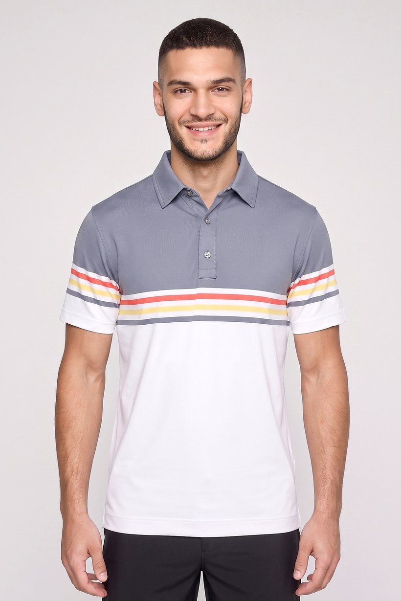 Men Athletic Fit Short Sleeve Golf Polo Shirt, Multicolor