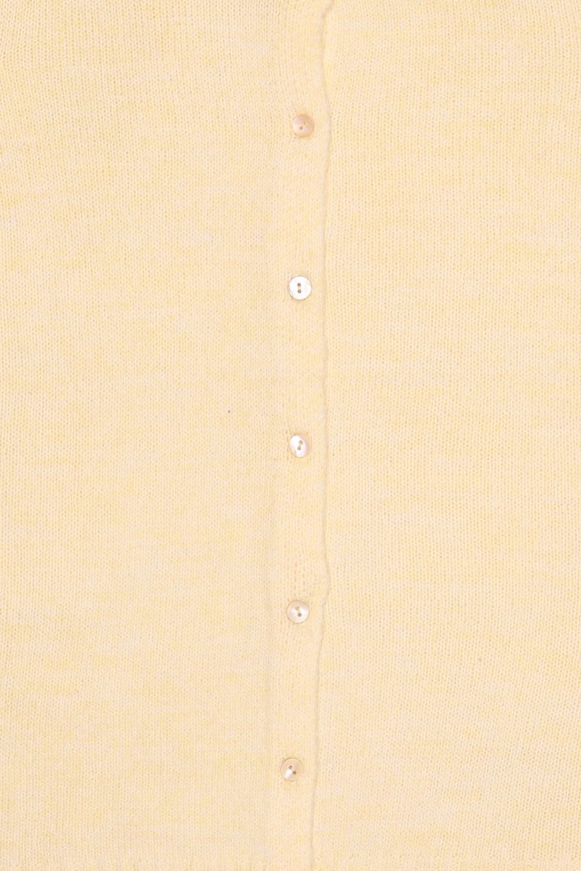 Women Crew Neck Short Sleeve Knitted Cardigan, Yellow