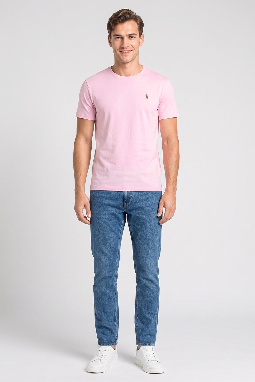 Polo Ralph Lauren Men Crew Neck Slim Fit Embroidered Logo Short Sleeve T-Shirt, Pink
