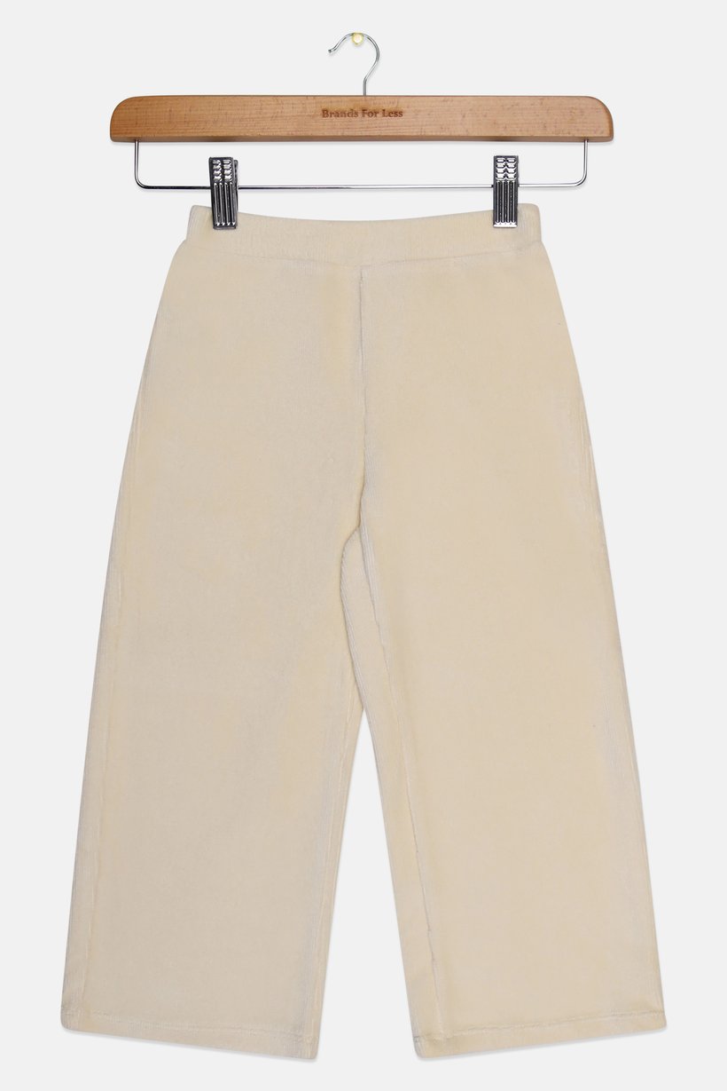 Toddlers Girl Textured Pants, Cream