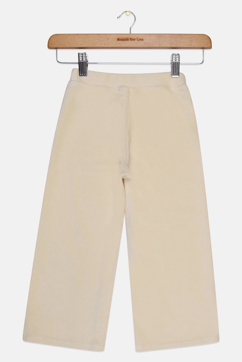 Toddlers Girl Textured Pants, Cream