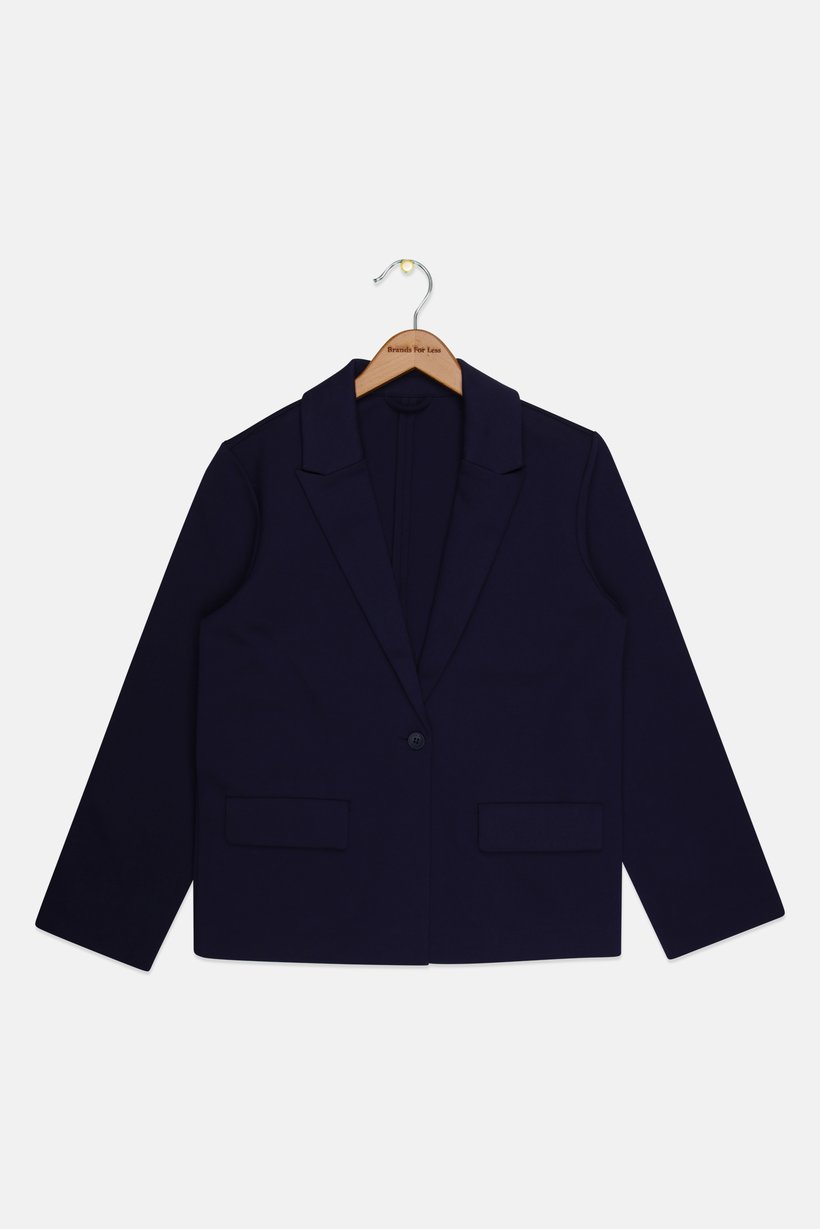 Kids Girl Solid Semi Formal Blazer, Navy Blue
