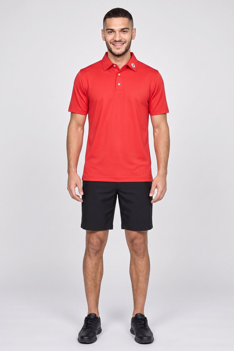 Men Athletic Fit Short Sleeve Golf Polo Shirt, Red